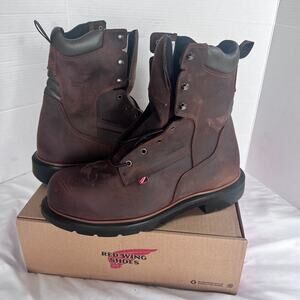 Red Wing 4200 Waterproof Work Boots Mens 12 EE Wide Brown Leather Safety Toe USA